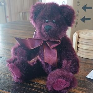 Ty Plush Bear with Burgundy Vintage 1993 TY BEANIE